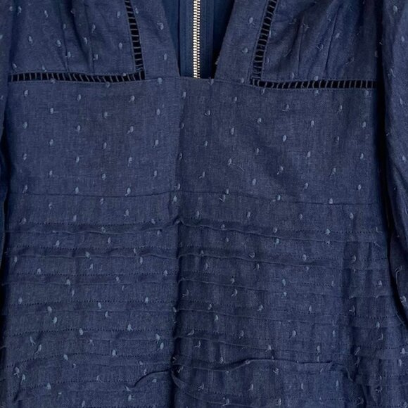 "Clearance" Mackenzie Mode Mariposa Navy Swiss Dot Ramie Ruffled Mini Dress Sz 4 - Picture 10 of 12